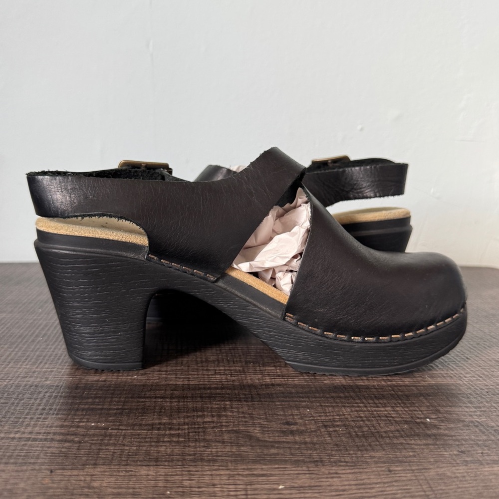 Calou Stockholm Astrid Black Leather Slingback Clog - Picture 11 of 14